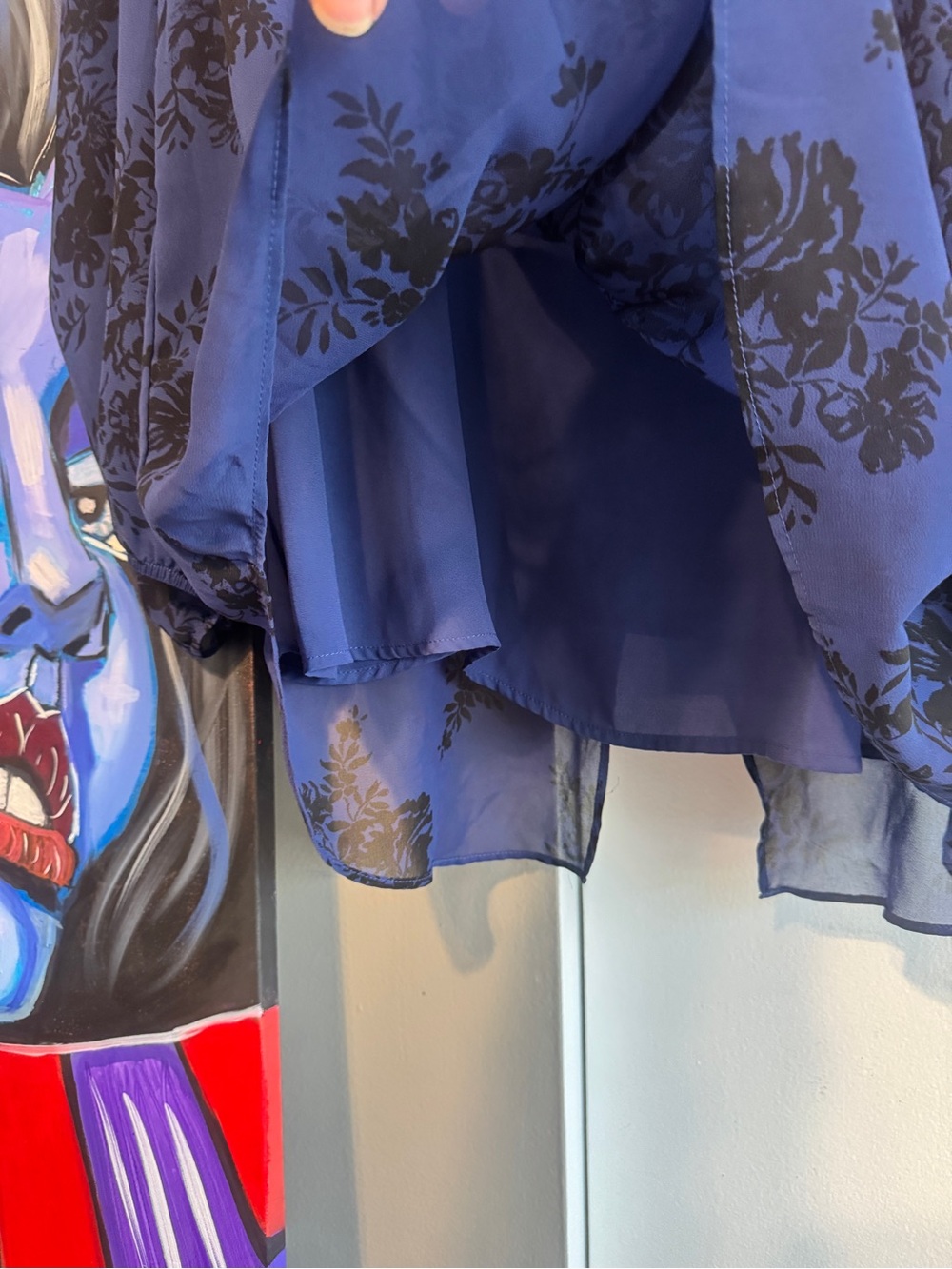Torrid Blue Floral Georgette Split Back Overlay Blouse - Size 2 / 2X - Picture 4 of 14